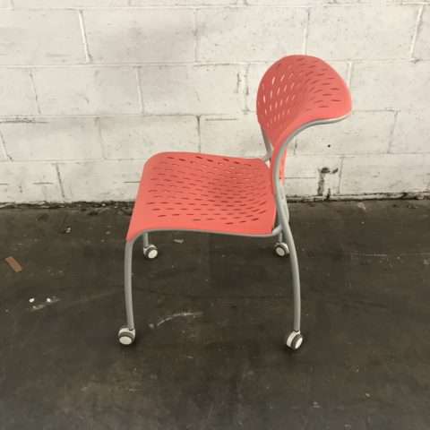 Red Poly Chair w/ Casters