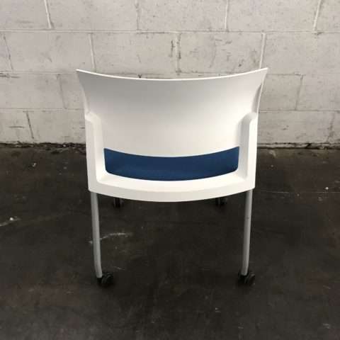 Blue Upholstered White Poly Stack Chair