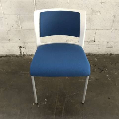 Blue Upholstered White Poly Stack Chair