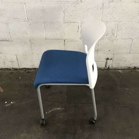 Blue Upholstered White Poly Stack Chair