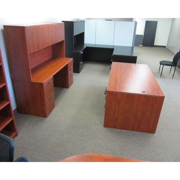 Laminate Desk Credenza Set